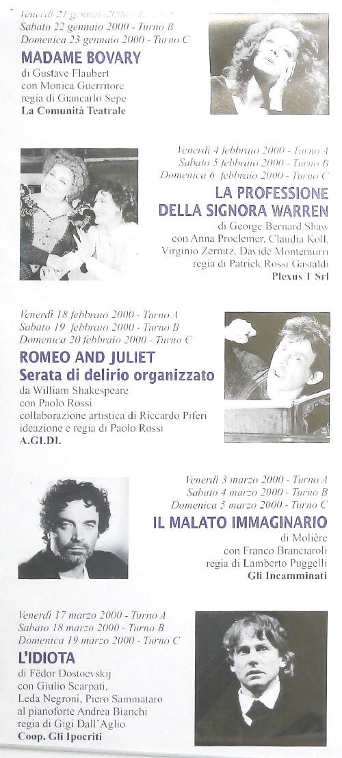 Teatro Coccia Novara Stagione 1999 2000